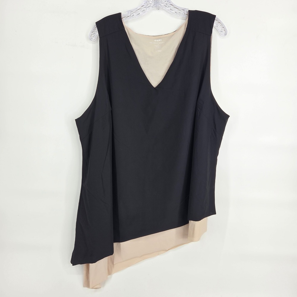 Game by Universal Standard Tank Top Large 22 Black Beige Asymmetrical